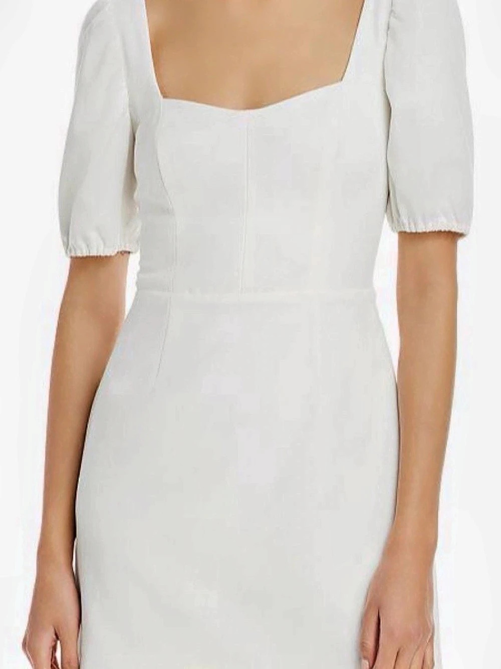 French Connection Azra Puffed Sleeve Twill Shift Minidress White Size 2